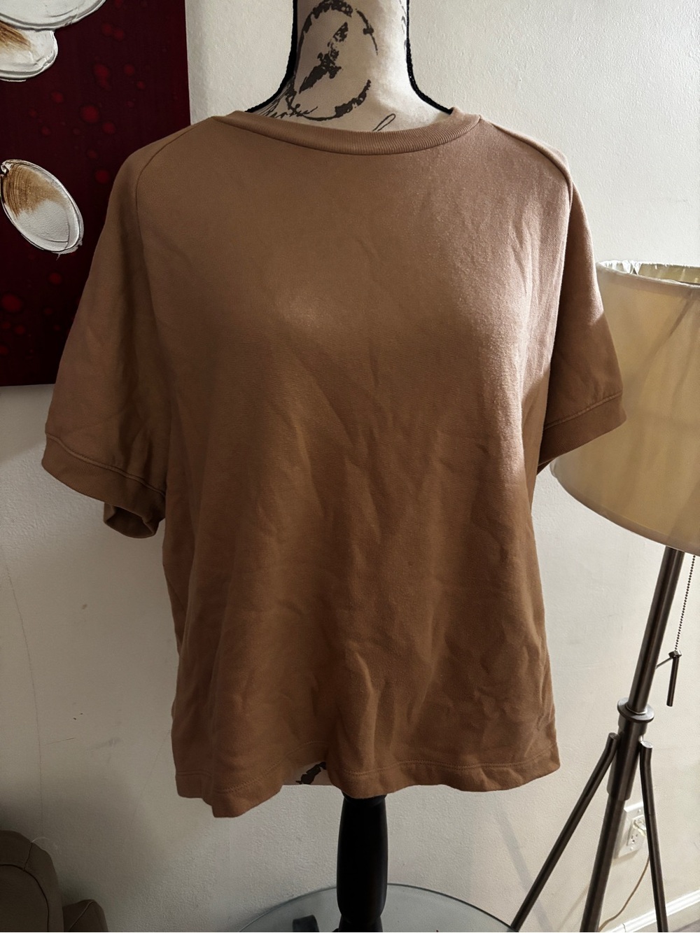 PINK Victoria's Secret Short Sleeve Boxy Tee in Camel